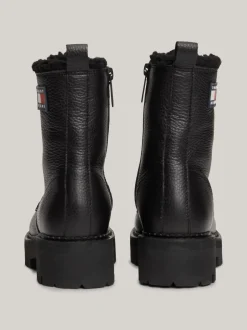 Sznurowane Botki|Botki*Tommy Hilfiger Skórzane Botki Z Ciepłą Wyściółką BLACK