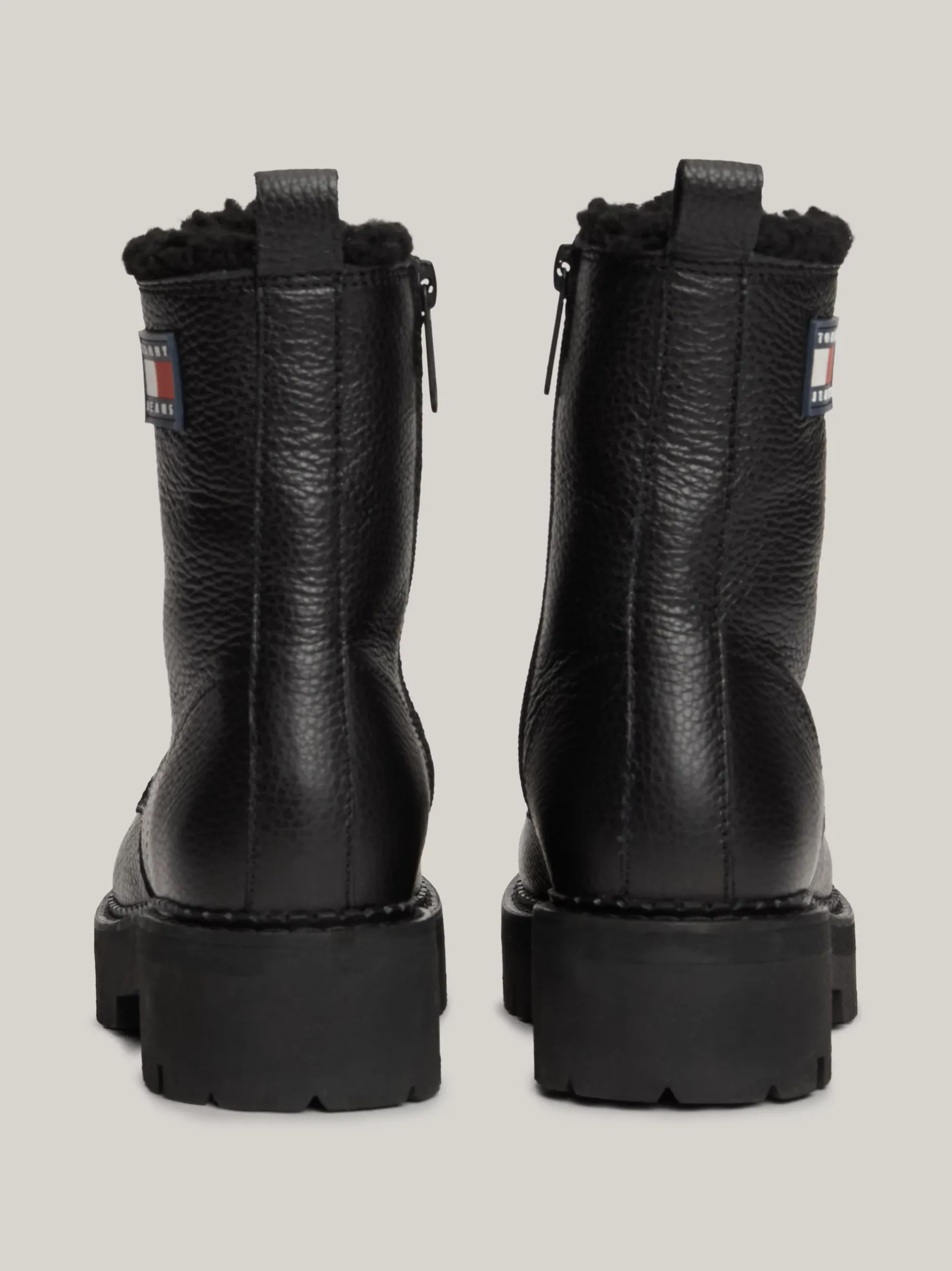 Sznurowane Botki|Botki*Tommy Hilfiger Skórzane Botki Z Ciepłą Wyściółką BLACK