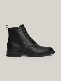 Buty Sznurowane|Buty*Tommy Hilfiger Skórzane Botki Z Ciepłą Wyściółką BLACK