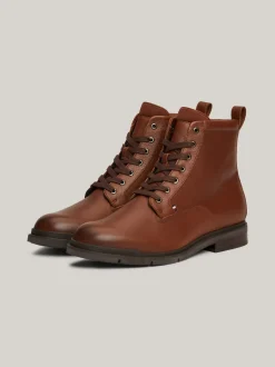 Buty Sznurowane|Buty*Tommy Hilfiger Skórzane Botki Z Ciepłą Wyściółką WINTER COGNAC
