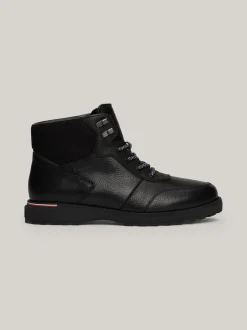 Buty Sznurowane|Buty*Tommy Hilfiger Skórzane Botki Z Ciepłą Wyściółką BLACK