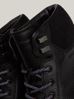 Buty Sznurowane|Buty*Tommy Hilfiger Skórzane Botki Z Ciepłą Wyściółką BLACK