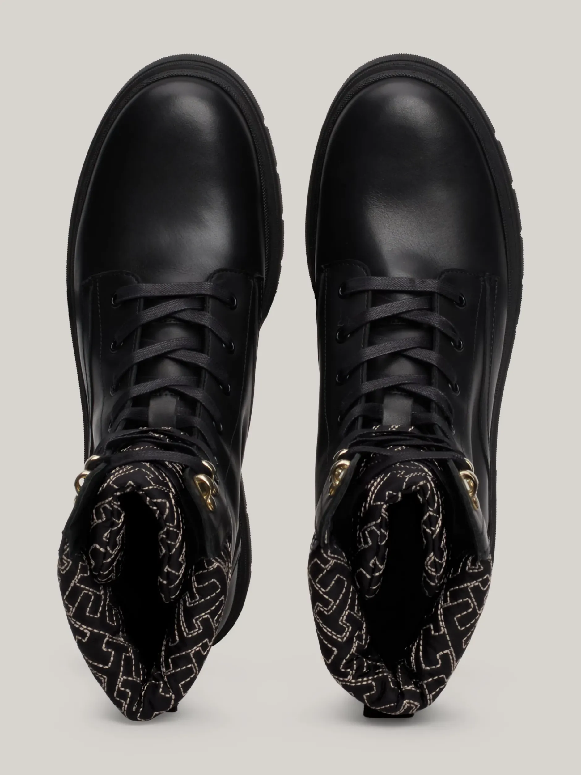Sznurowane Botki|Botki*Tommy Hilfiger Skórzane Botki Z Monogramem TH BLACK