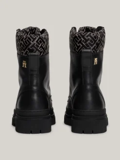 Sznurowane Botki|Botki*Tommy Hilfiger Skórzane Botki Z Monogramem TH BLACK