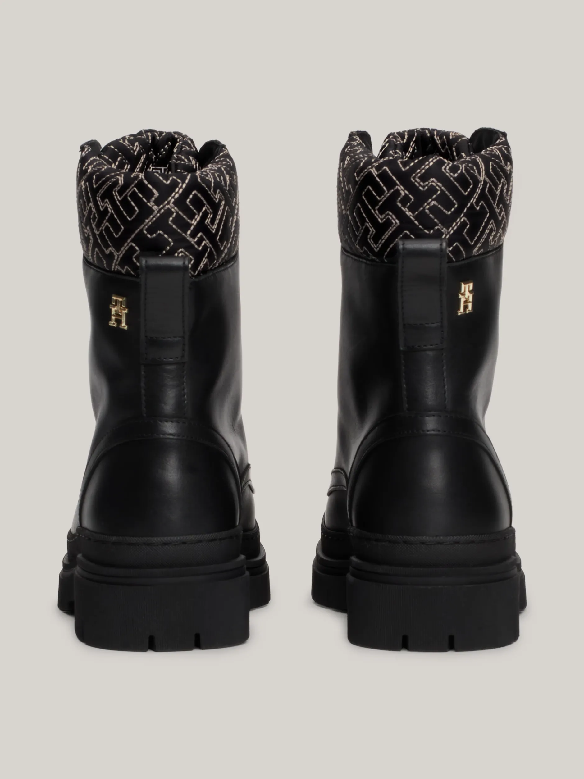 Sznurowane Botki|Botki*Tommy Hilfiger Skórzane Botki Z Monogramem TH BLACK