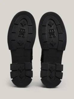 Botki*Tommy Hilfiger Skórzane Botki Z Plakietką Na Pasku BLACK