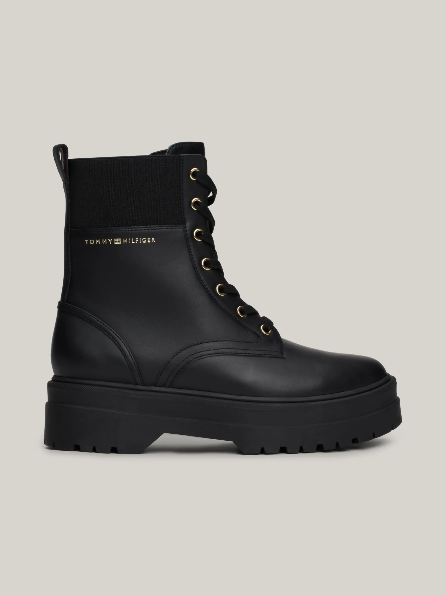 Botki|Sznurowane Botki*Tommy Hilfiger Skórzane Botki Z Protektorem TH Monogram BLACK