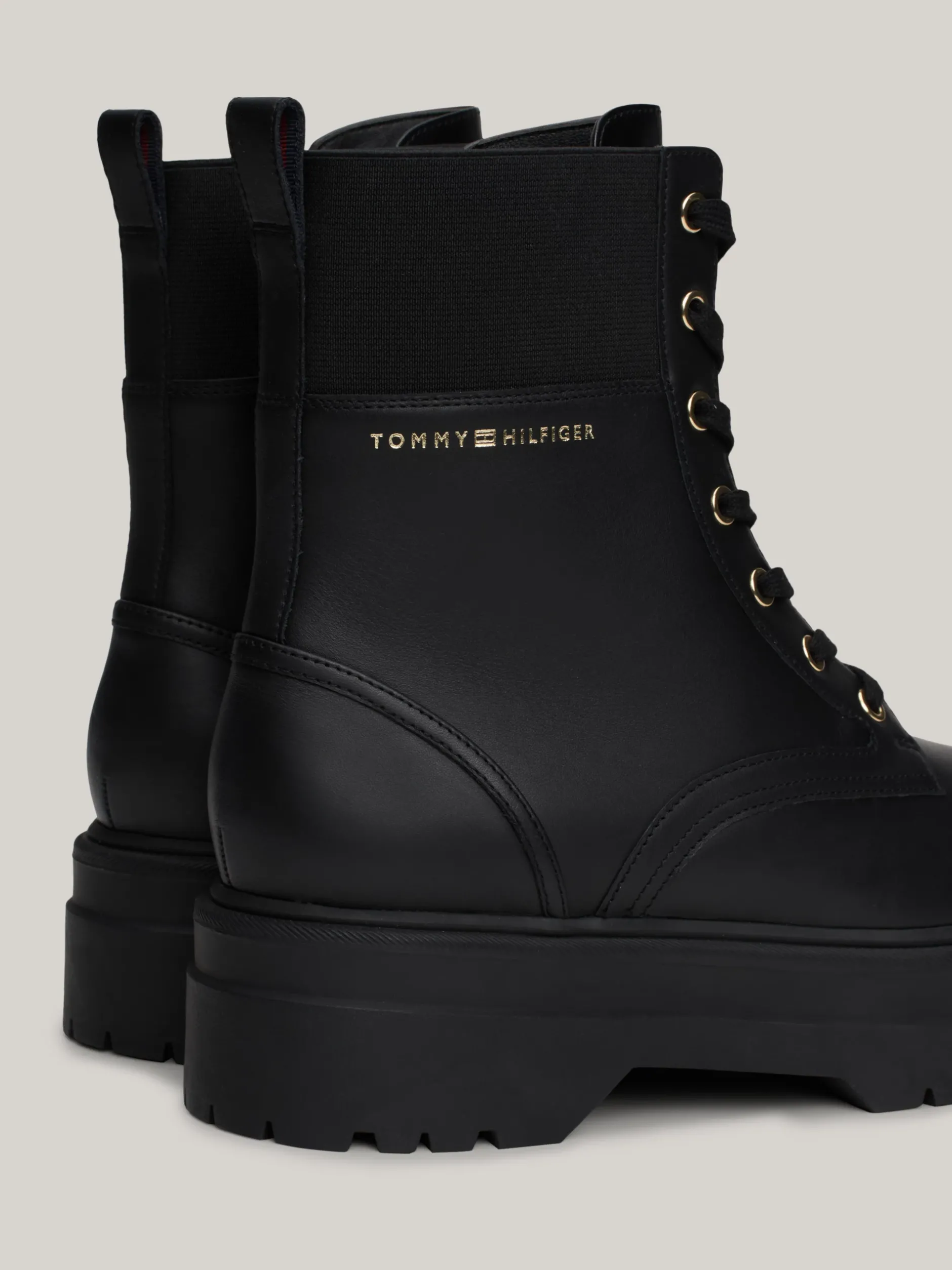 Botki|Sznurowane Botki*Tommy Hilfiger Skórzane Botki Z Protektorem TH Monogram BLACK