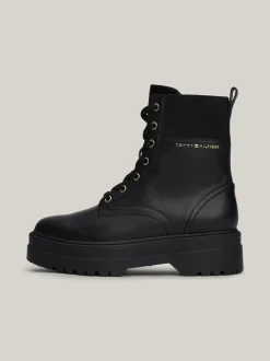 Botki|Sznurowane Botki*Tommy Hilfiger Skórzane Botki Z Protektorem TH Monogram BLACK