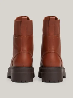 Sznurowane Botki|Botki*Tommy Hilfiger Skórzane Botki Z Protektorem TH Monogram COGNAC BROWN