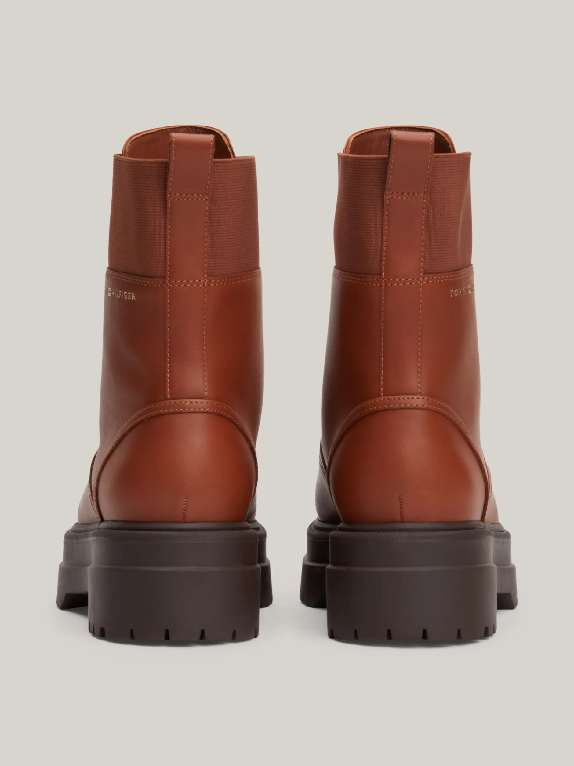 Sznurowane Botki|Botki*Tommy Hilfiger Skórzane Botki Z Protektorem TH Monogram COGNAC BROWN