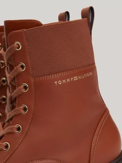 Sznurowane Botki|Botki*Tommy Hilfiger Skórzane Botki Z Protektorem TH Monogram COGNAC BROWN