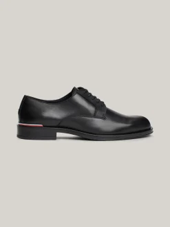 Buty Wizytowe*Tommy Hilfiger Skórzane Buty Derby Z Teksturowanymi Wstawkami BLACK