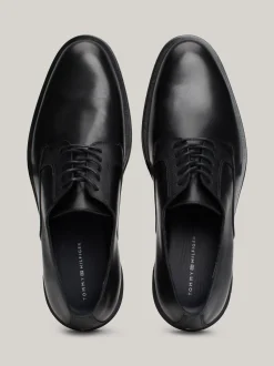 Buty Wizytowe*Tommy Hilfiger Skórzane Buty Derby Z Teksturowanymi Wstawkami BLACK