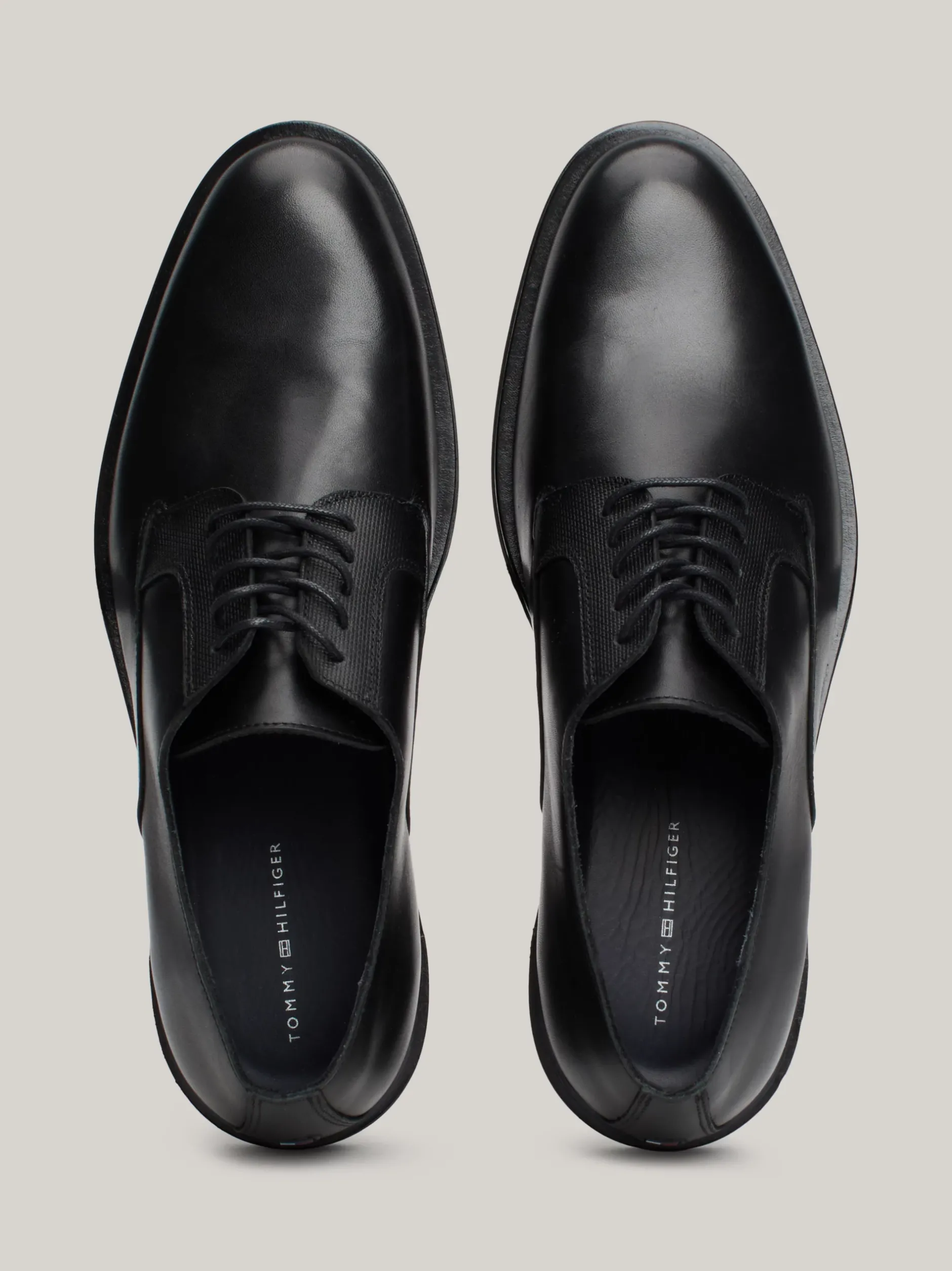 Buty Wizytowe*Tommy Hilfiger Skórzane Buty Derby Z Teksturowanymi Wstawkami BLACK