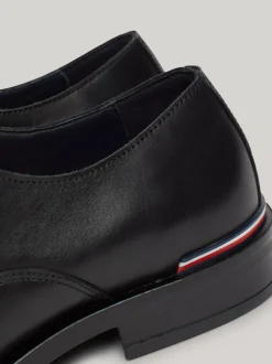 Buty Wizytowe*Tommy Hilfiger Skórzane Buty Derby Z Teksturowanymi Wstawkami BLACK