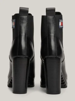 Botki Do Kostki|Botki*Tommy Hilfiger Skórzane Buty Do Kostki Na Wysokim Obcasie BLACK