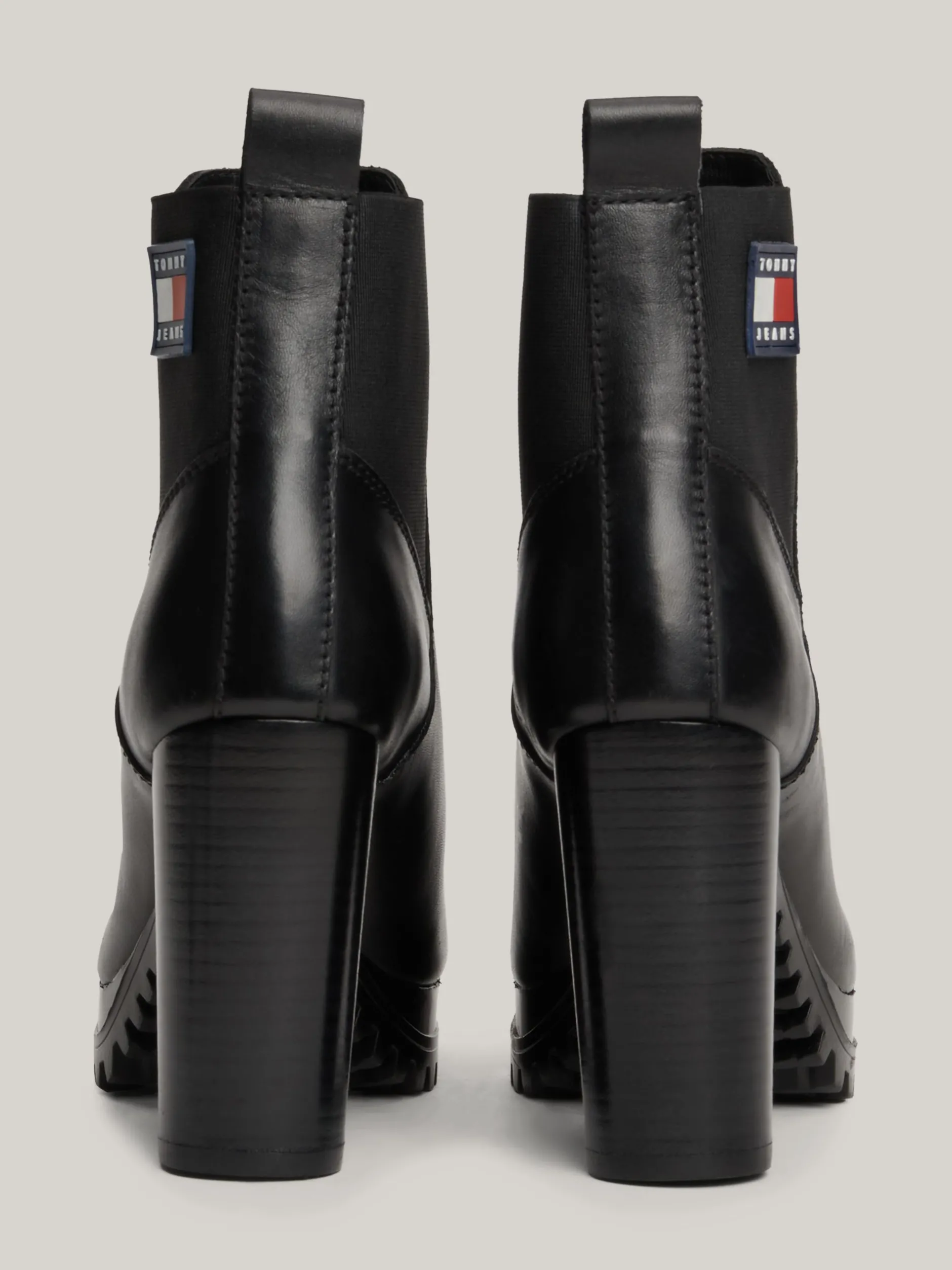 Botki Do Kostki|Botki*Tommy Hilfiger Skórzane Buty Do Kostki Na Wysokim Obcasie BLACK