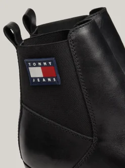 Botki Do Kostki|Botki*Tommy Hilfiger Skórzane Buty Do Kostki Na Wysokim Obcasie BLACK