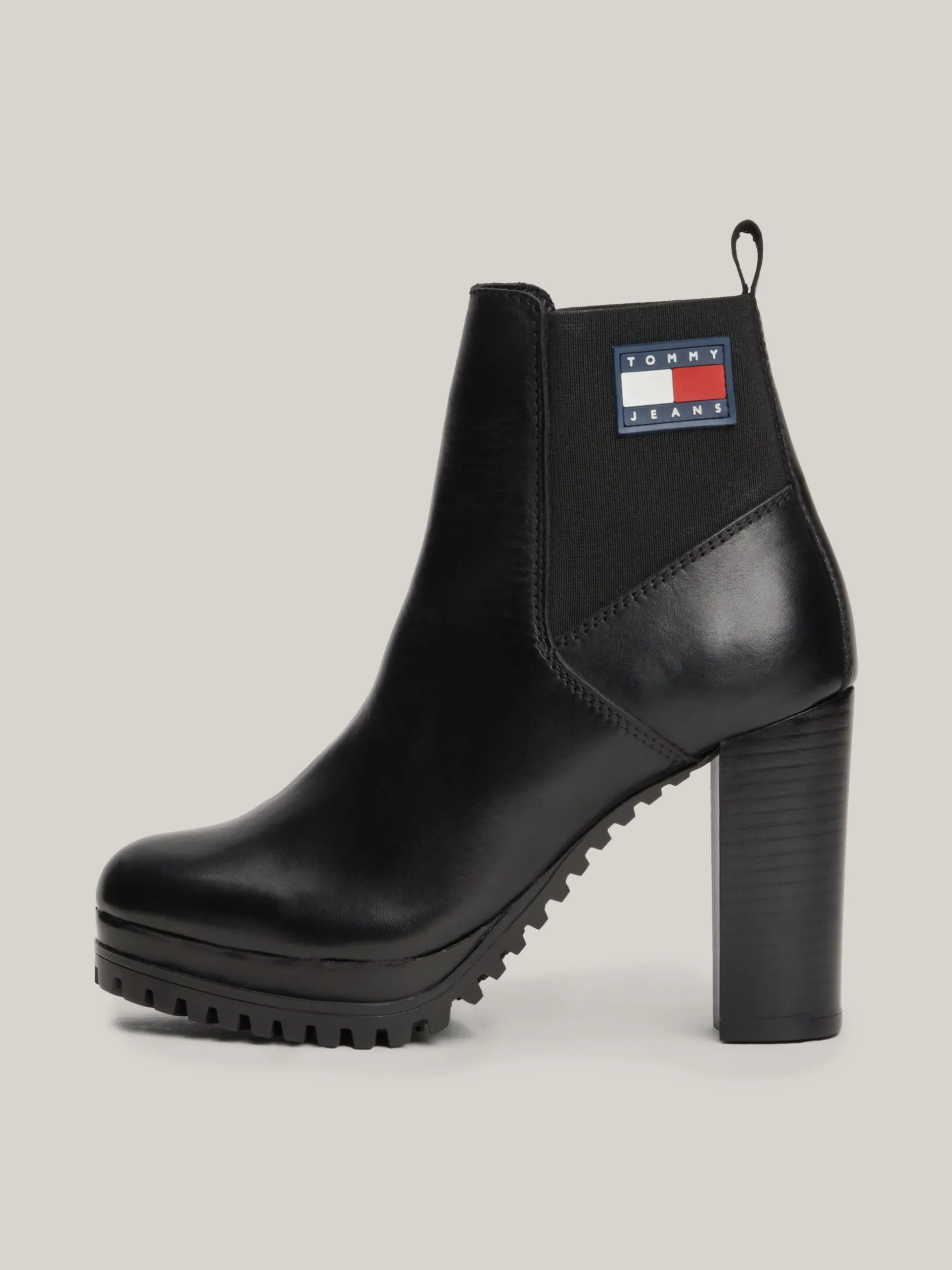 Botki Do Kostki|Botki*Tommy Hilfiger Skórzane Buty Do Kostki Na Wysokim Obcasie BLACK