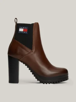 Botki Do Kostki|Botki*Tommy Hilfiger Skórzane Buty Do Kostki Na Wysokim Obcasie CAROB CHOCOLATE