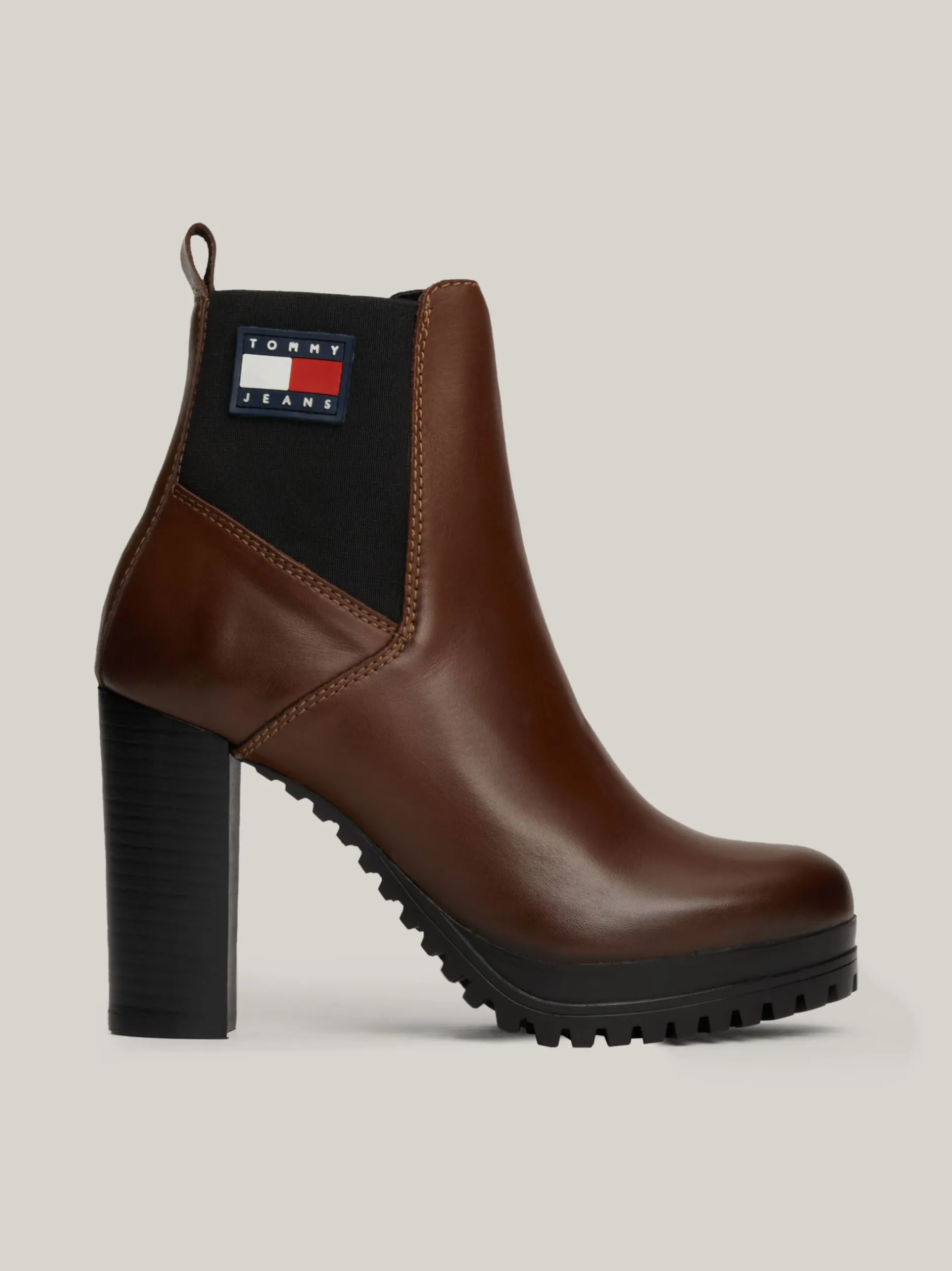 Botki Do Kostki|Botki*Tommy Hilfiger Skórzane Buty Do Kostki Na Wysokim Obcasie CAROB CHOCOLATE