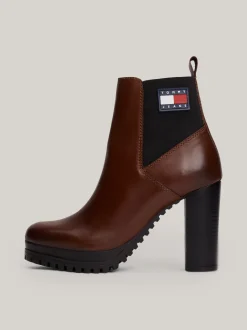 Botki Do Kostki|Botki*Tommy Hilfiger Skórzane Buty Do Kostki Na Wysokim Obcasie CAROB CHOCOLATE