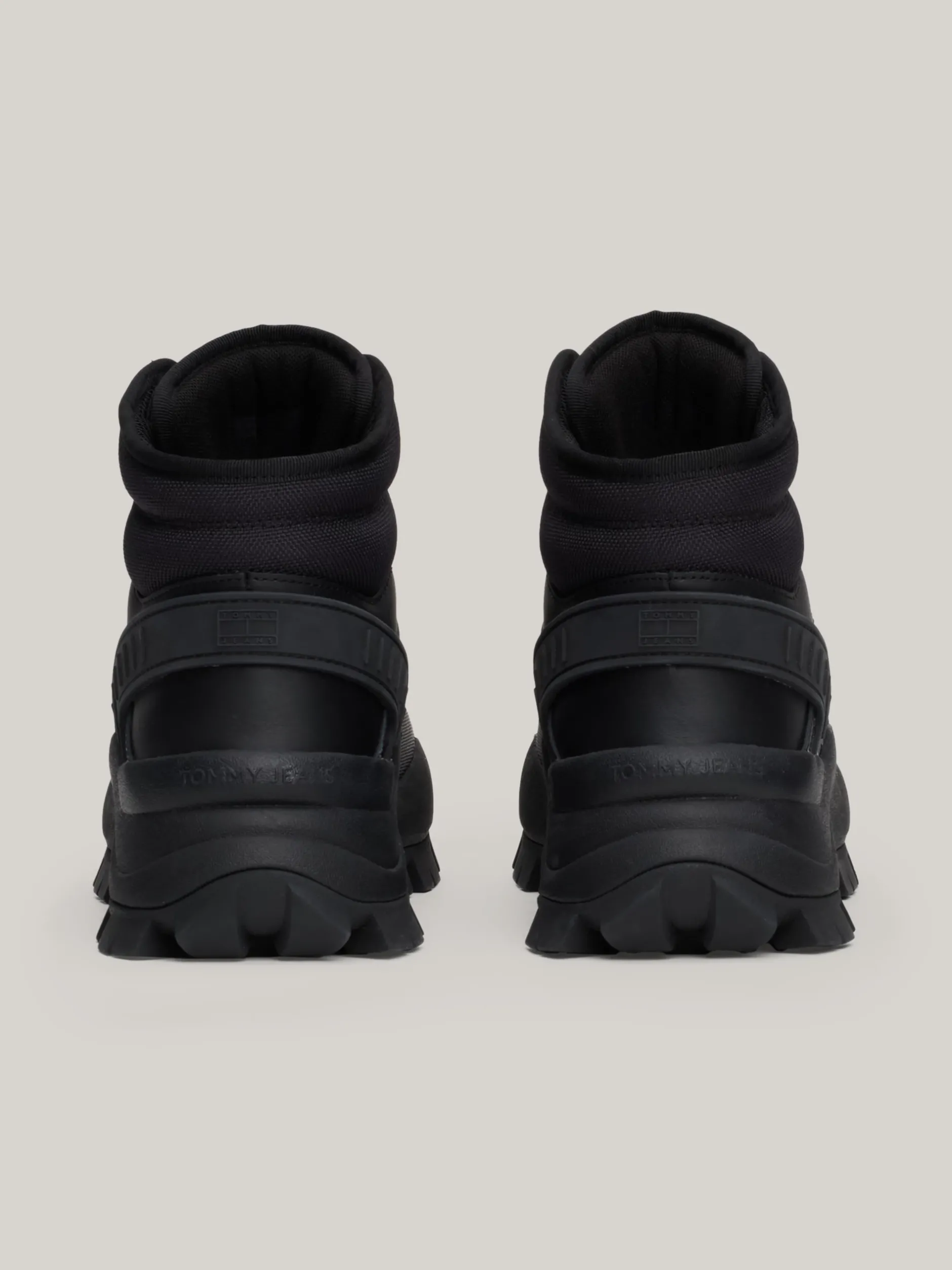 Sznurowane Botki|Botki*Tommy Hilfiger Skórzane Buty Do Kostki Na Grubej Podeszwie BLACK