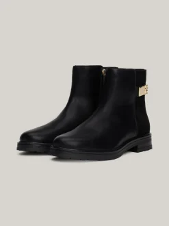 Chelsea Boots|Botki*Tommy Hilfiger Skórzane Buty Do Kostki O Mieszanej Fakturze BLACK