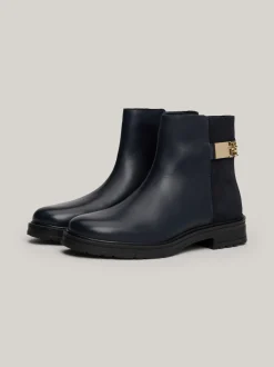 Chelsea Boots|Botki*Tommy Hilfiger Skórzane Buty Do Kostki O Mieszanej Fakturze SPACE BLUE