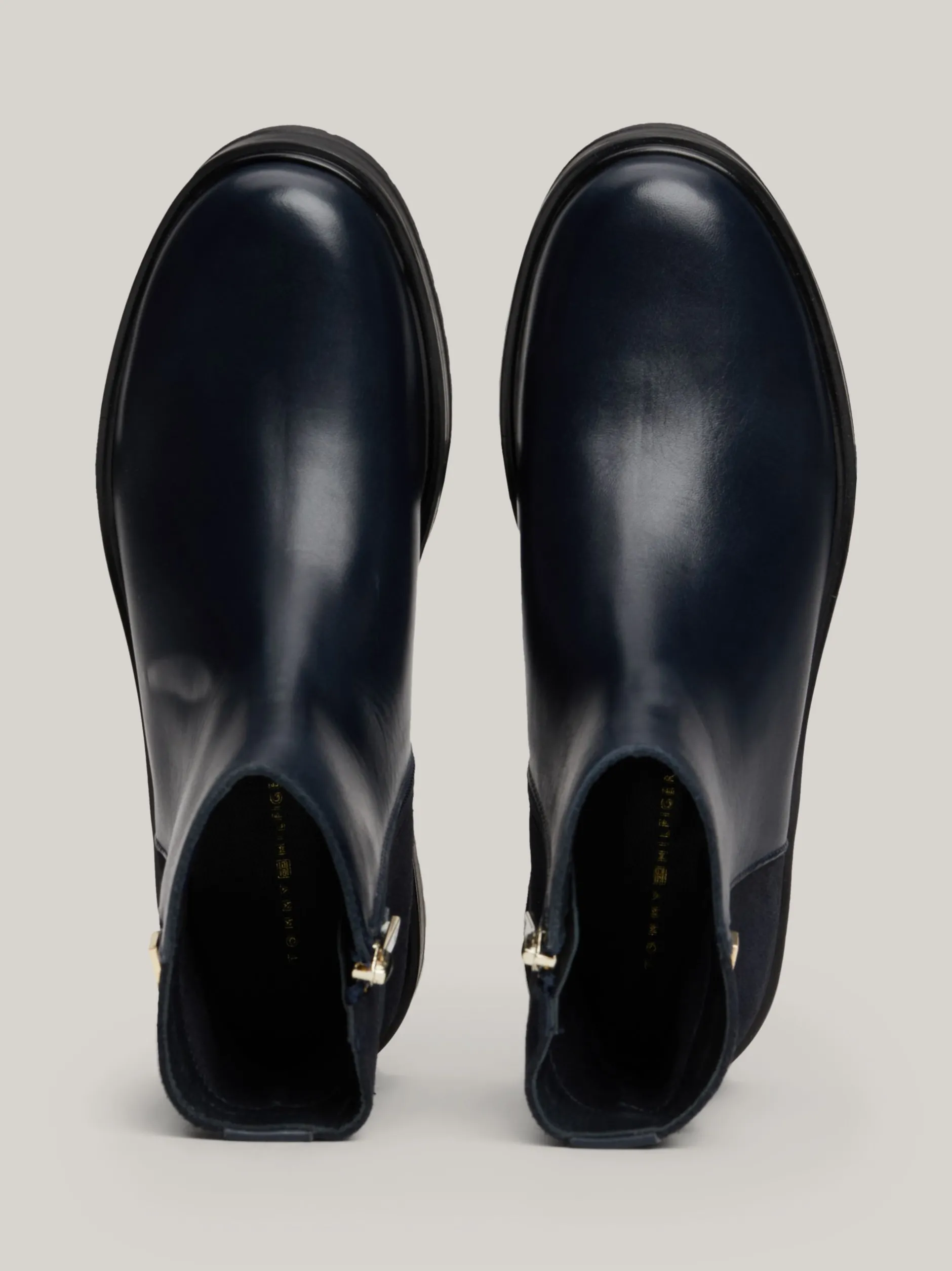 Chelsea Boots|Botki*Tommy Hilfiger Skórzane Buty Do Kostki O Mieszanej Fakturze SPACE BLUE