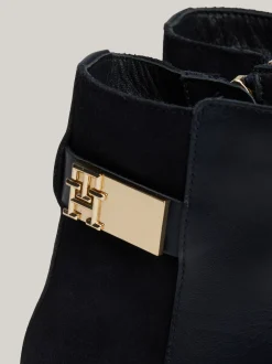 Chelsea Boots|Botki*Tommy Hilfiger Skórzane Buty Do Kostki O Mieszanej Fakturze SPACE BLUE