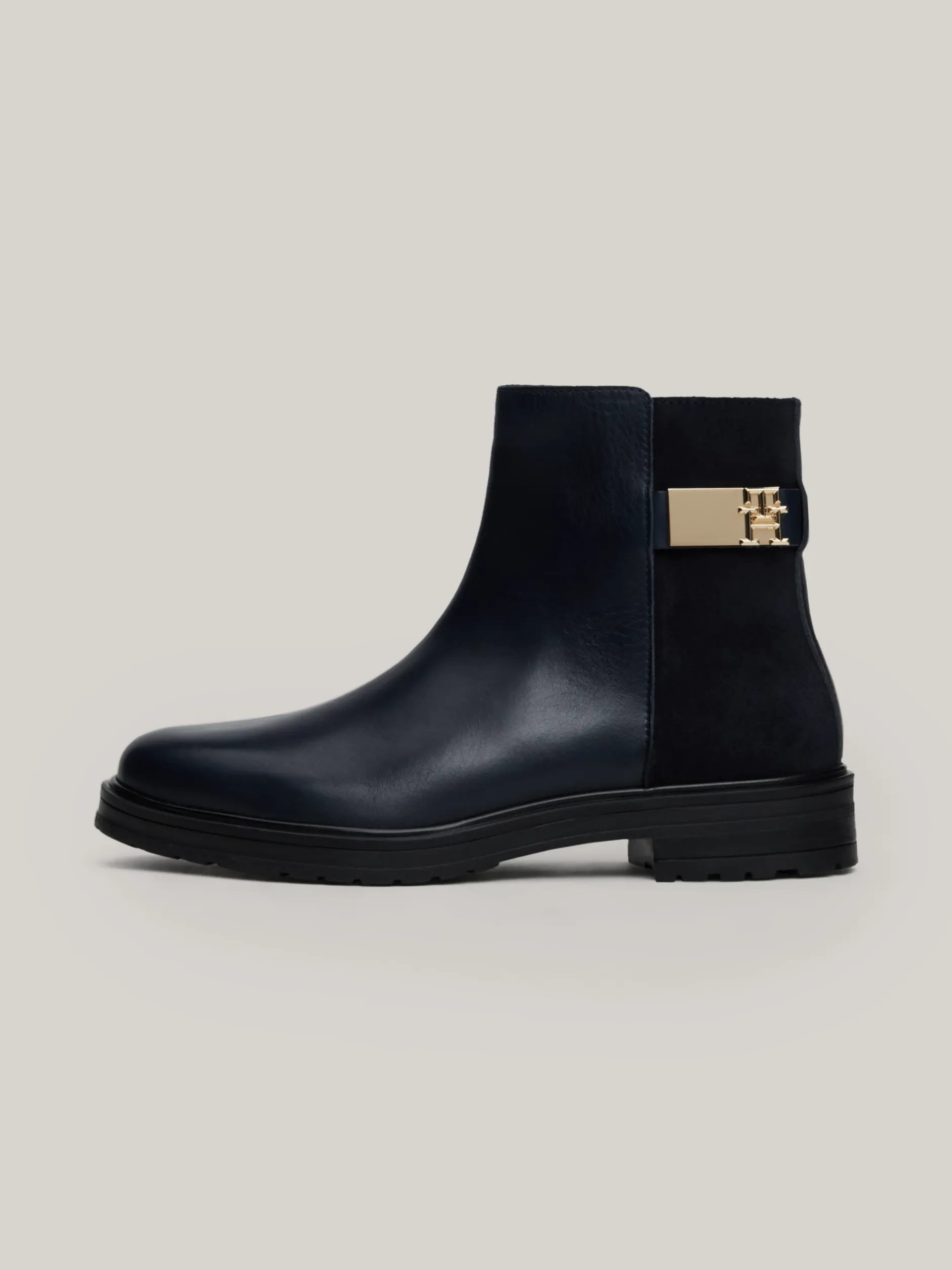 Chelsea Boots|Botki*Tommy Hilfiger Skórzane Buty Do Kostki O Mieszanej Fakturze SPACE BLUE