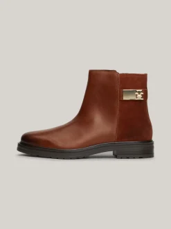 Chelsea Boots|Botki*Tommy Hilfiger Skórzane Buty Do Kostki O Mieszanej Fakturze COGNAC BROWN