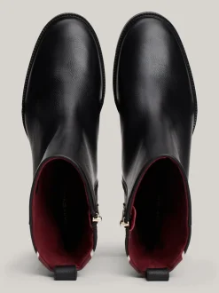 Botki Do Kostki|Botki*Tommy Hilfiger Skórzane Buty Do Kostki Z Monogramem TH BLACK