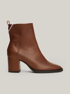 Botki Do Kostki|Botki*Tommy Hilfiger Skórzane Buty Do Kostki Z Monogramem TH COGNAC BROWN