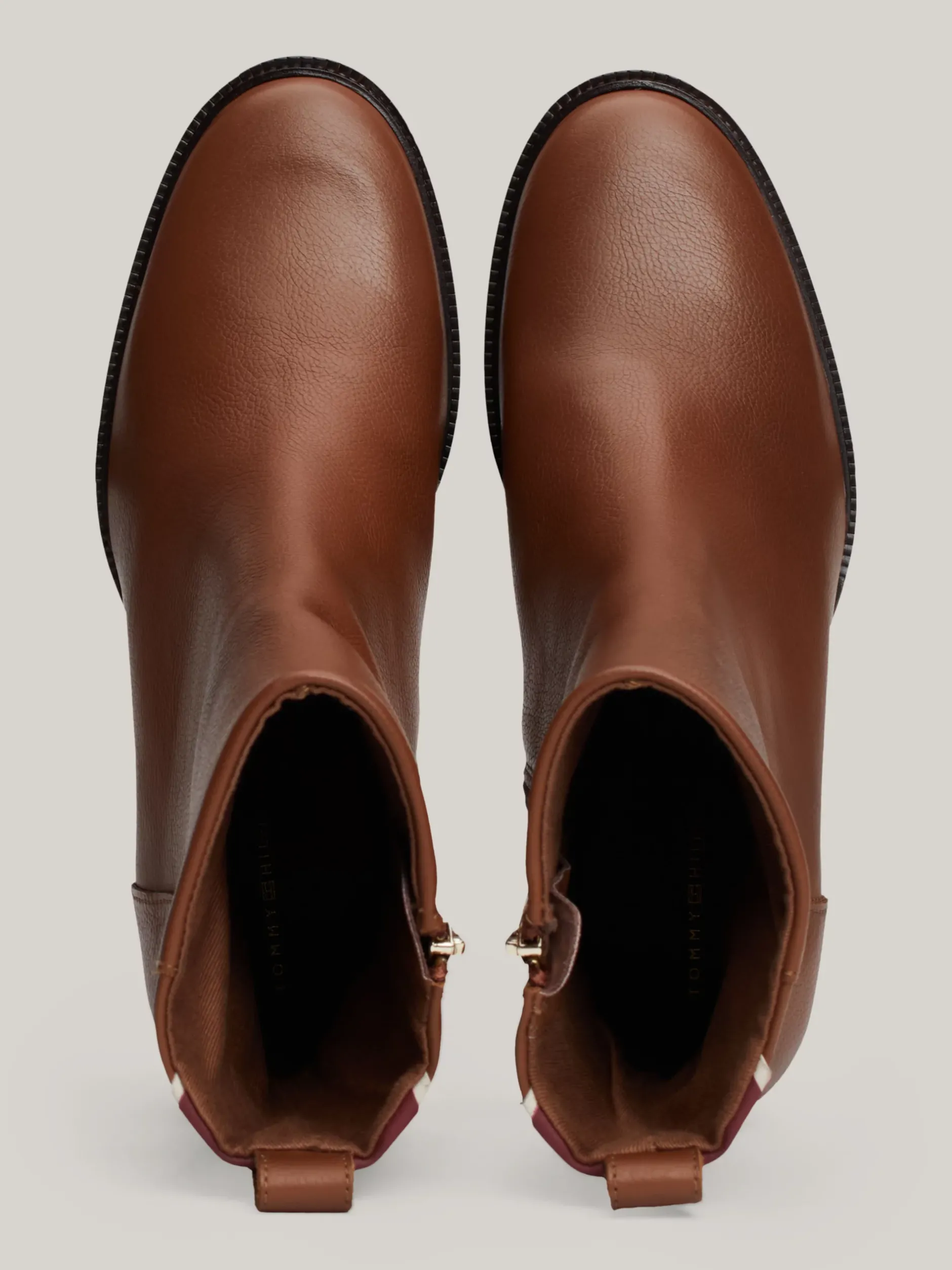 Botki Do Kostki|Botki*Tommy Hilfiger Skórzane Buty Do Kostki Z Monogramem TH COGNAC BROWN