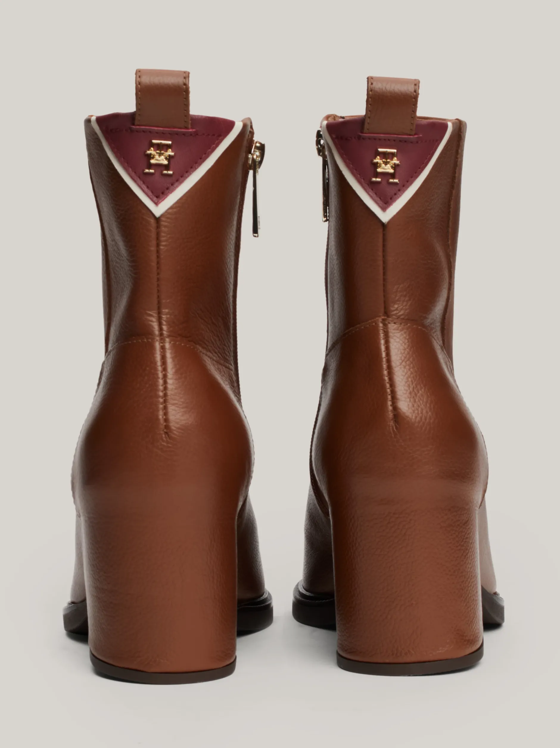 Botki Do Kostki|Botki*Tommy Hilfiger Skórzane Buty Do Kostki Z Monogramem TH COGNAC BROWN