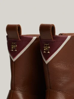 Botki Do Kostki|Botki*Tommy Hilfiger Skórzane Buty Do Kostki Z Monogramem TH COGNAC BROWN