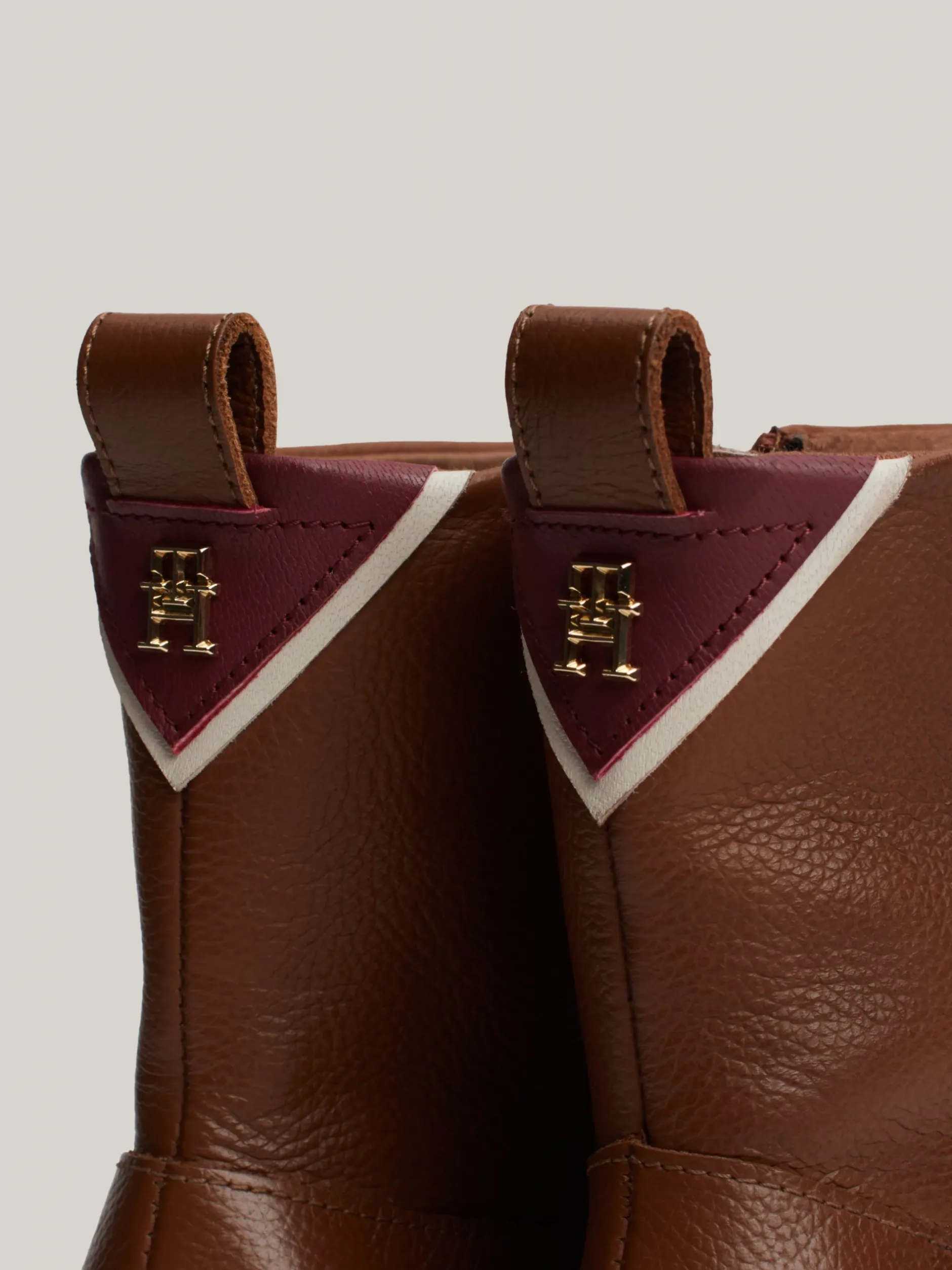 Botki Do Kostki|Botki*Tommy Hilfiger Skórzane Buty Do Kostki Z Monogramem TH COGNAC BROWN