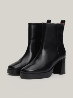 Botki Do Kostki|Botki*Tommy Hilfiger Skórzane Buty Do Kostki Z Monogramem TH BLACK