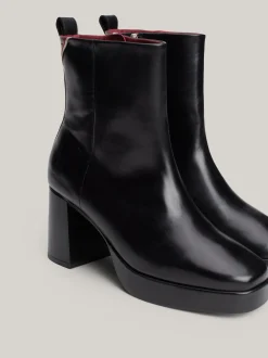 Botki Do Kostki|Botki*Tommy Hilfiger Skórzane Buty Do Kostki Z Monogramem TH BLACK