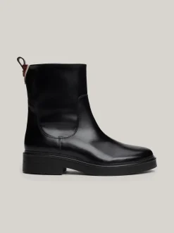 Botki Do Kostki|Botki*Tommy Hilfiger Skórzane Buty Do Kostki Z Zapięciem Na Zamek BLACK