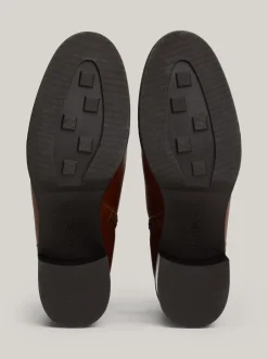 Botki*Tommy Hilfiger Skórzane Buty Do Kostki Z łańcuszkiem COGNAC BROWN