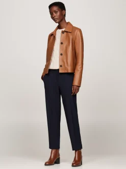 Botki*Tommy Hilfiger Skórzane Buty Do Kostki Z łańcuszkiem COGNAC BROWN