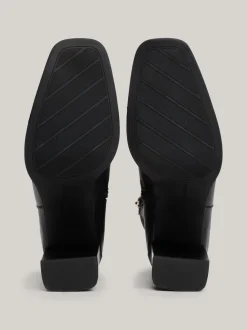 Botki*Tommy Hilfiger Skórzane Buty Do Kostki Z łańcuszkiem BLACK