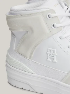 Sneakersy*Tommy Hilfiger Skórzane Buty Do Koszykówki WHITE