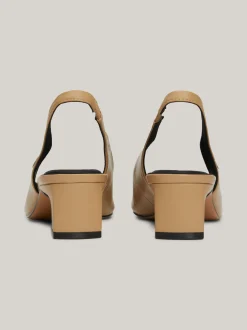 Czółenka*Tommy Hilfiger Skórzane Buty Na Obcasie Z Paskiem Z Tyłu CLASSIC KHAKI