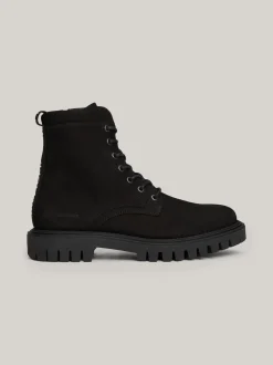 Buty Sznurowane|Buty*Tommy Hilfiger Skórzane Buty Nad Kostkę Z Protektorem BLACK