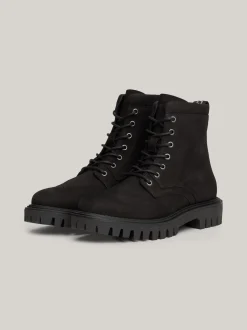 Buty Sznurowane|Buty*Tommy Hilfiger Skórzane Buty Nad Kostkę Z Protektorem BLACK